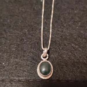 925 Silver Necklace with Green Stone